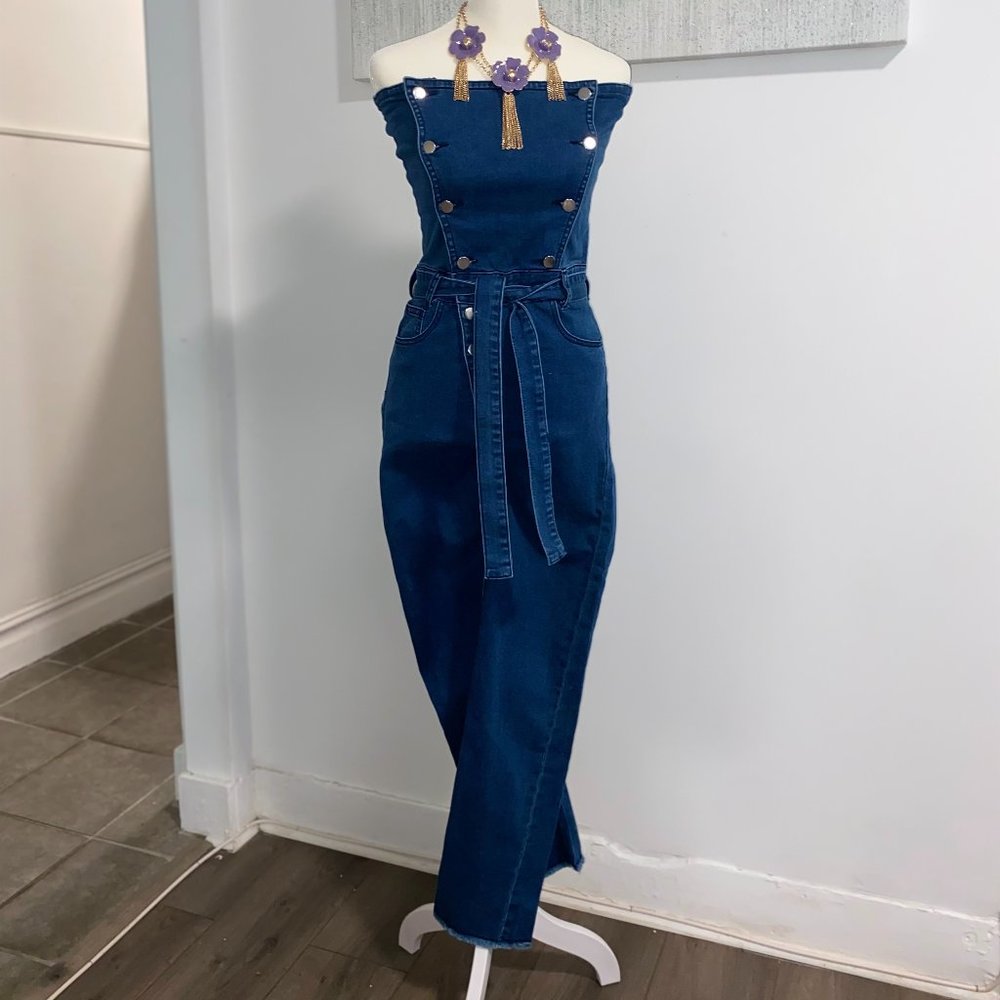 Snapped Denim Jumpsuit